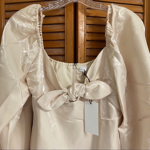 NEW Lulu's Satin Puff Sleeve Tie-Front Mini Dress - Picture 5 of 9